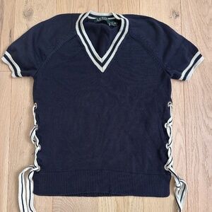 Ralph Lauren knit navy top womens